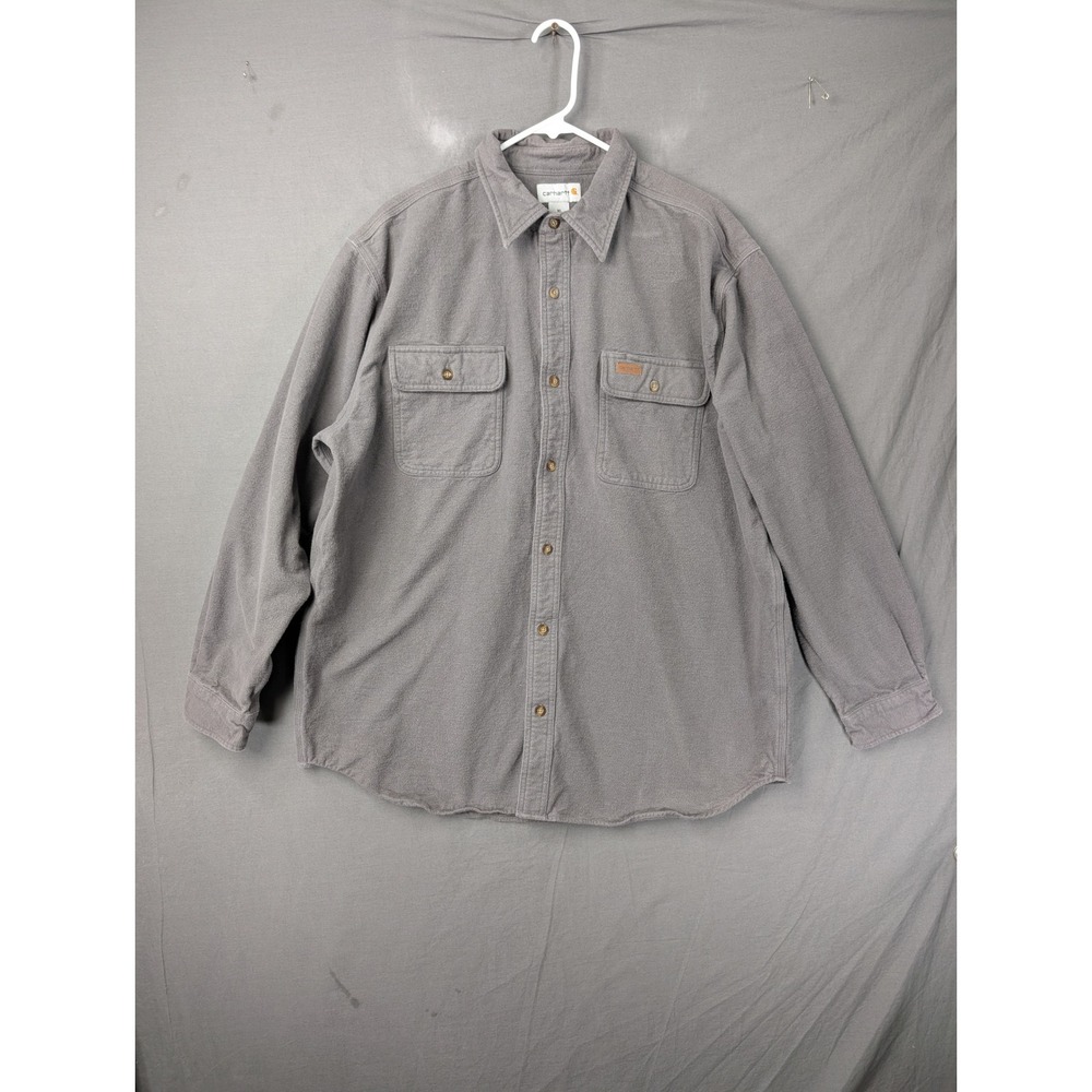 Carhartt Mens‎ Gray Fleece Button Up Shirt Jacket Size XL